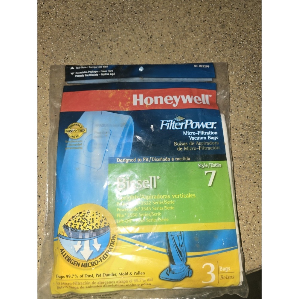 Honeywell Filterpower Vacuum Bags Style 7 Bissell Pack Of 3 New In Bag
